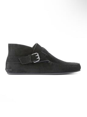 NEW The Kooples Suede Black Leather Buckle High Top Loafer Chukka Boot Size 41